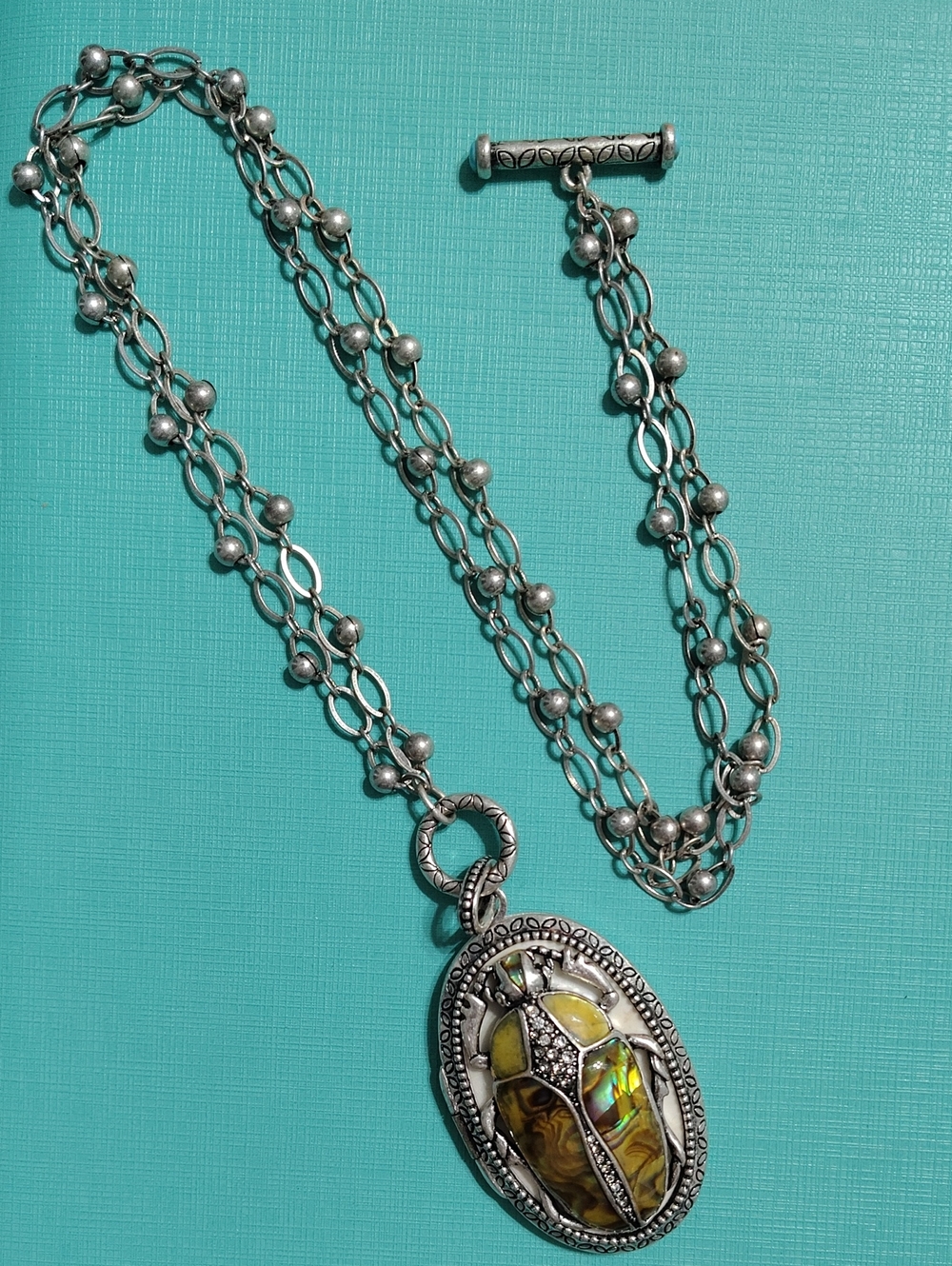 Vintage Fossil Brand Scarab Locket Necklace